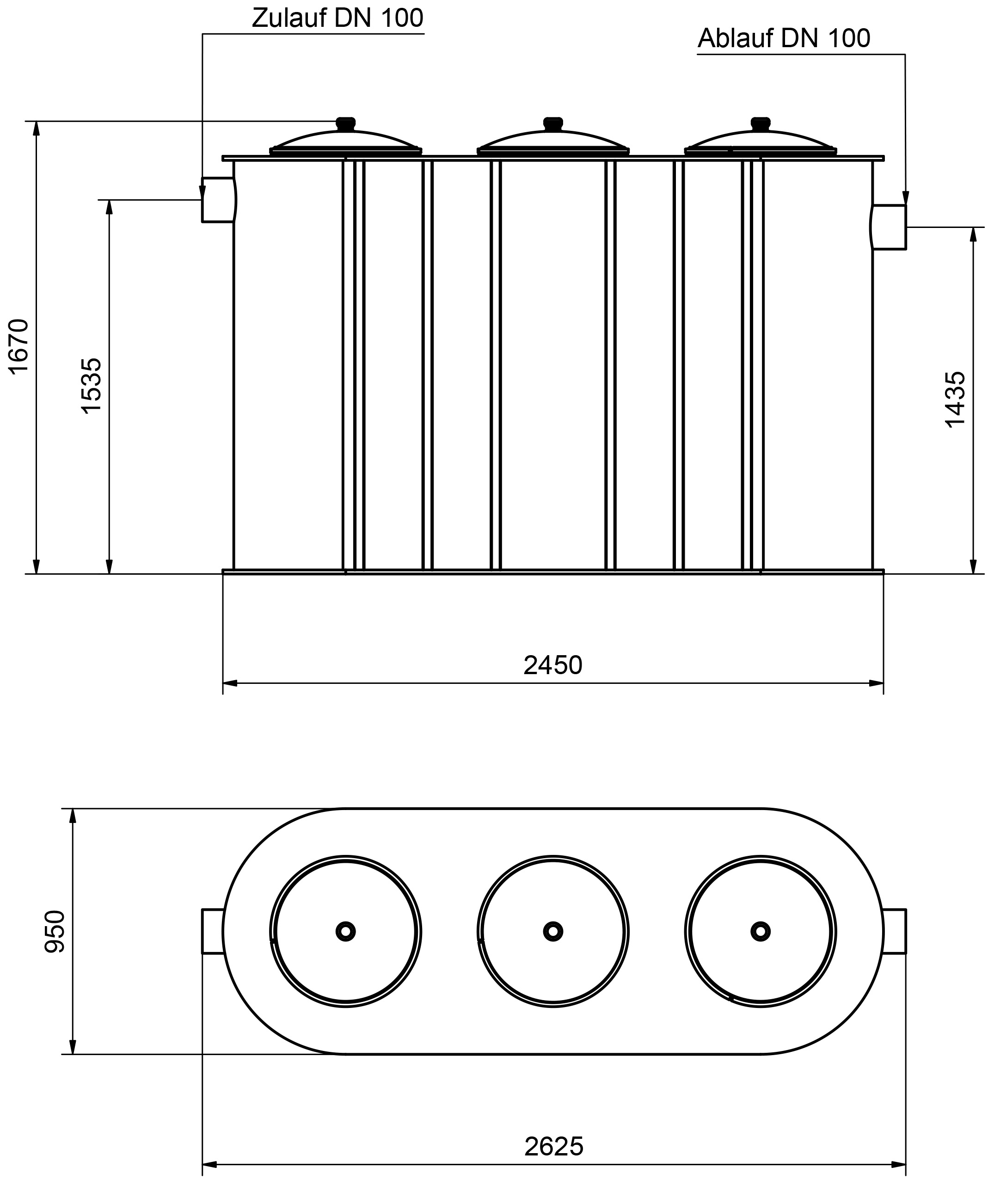 Abmessungen - Fettabscheider NS 10