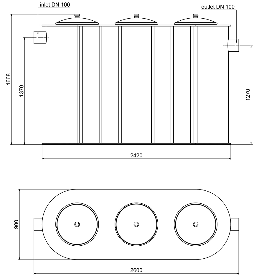 Dimensions - Grease separator NS 10 oval