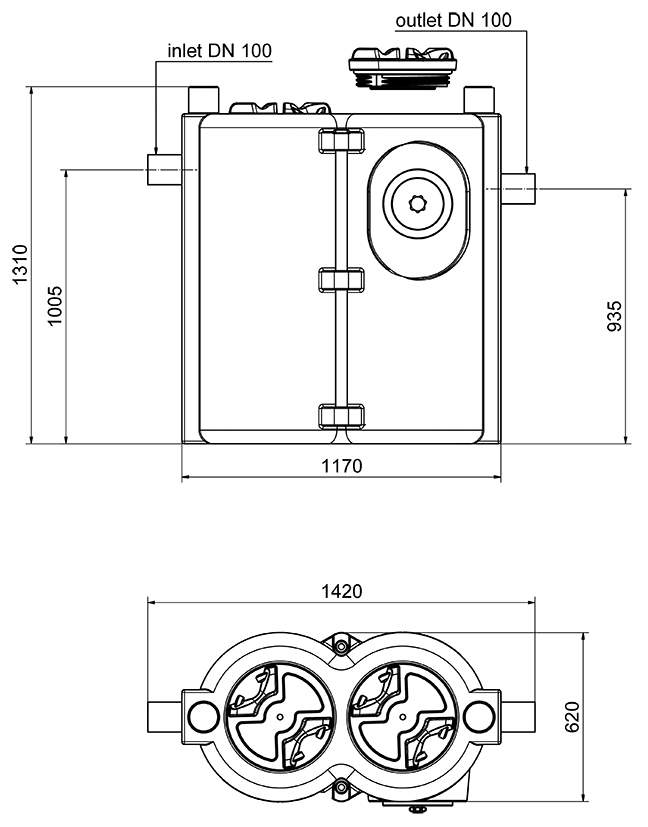 Dimensions - Grease separator NS 2 oval