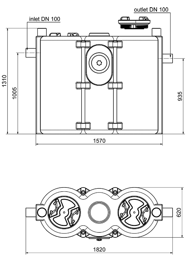 Dimensions - Grease separator NS 4 oval