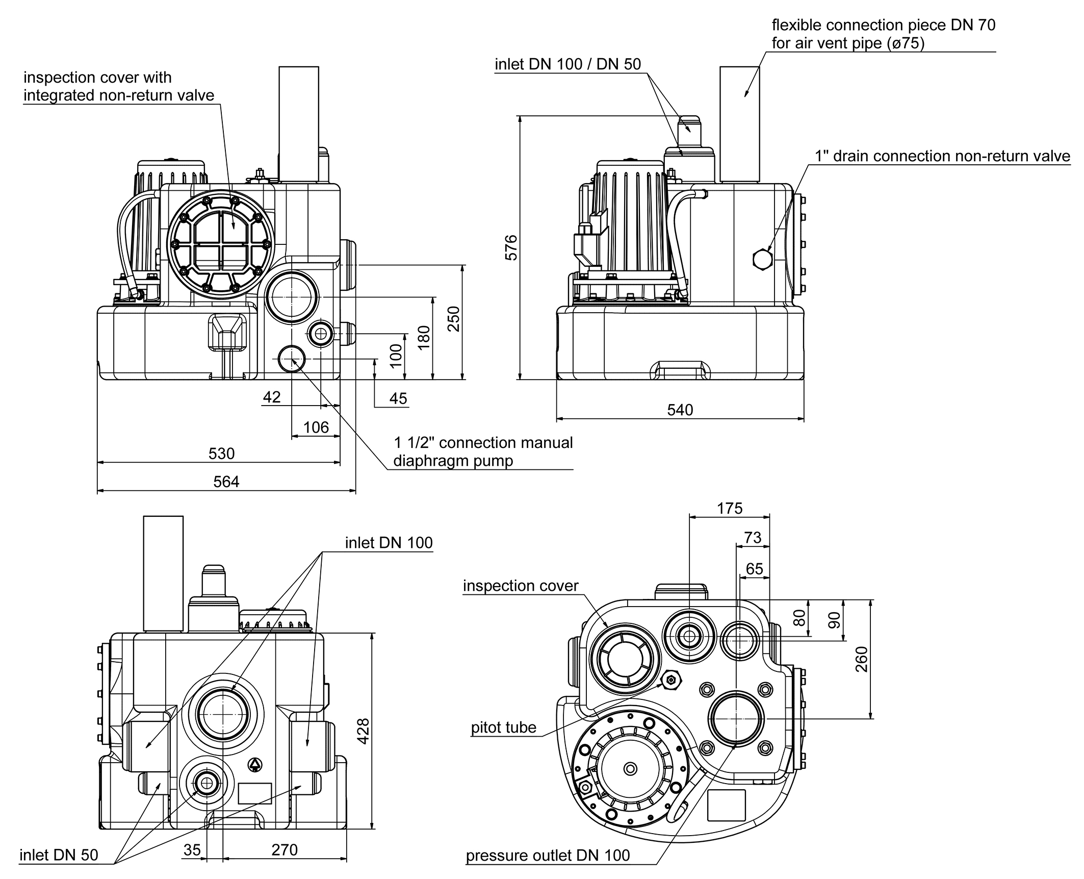 Dimensions - Kompaktboy 1,1 W  230 V