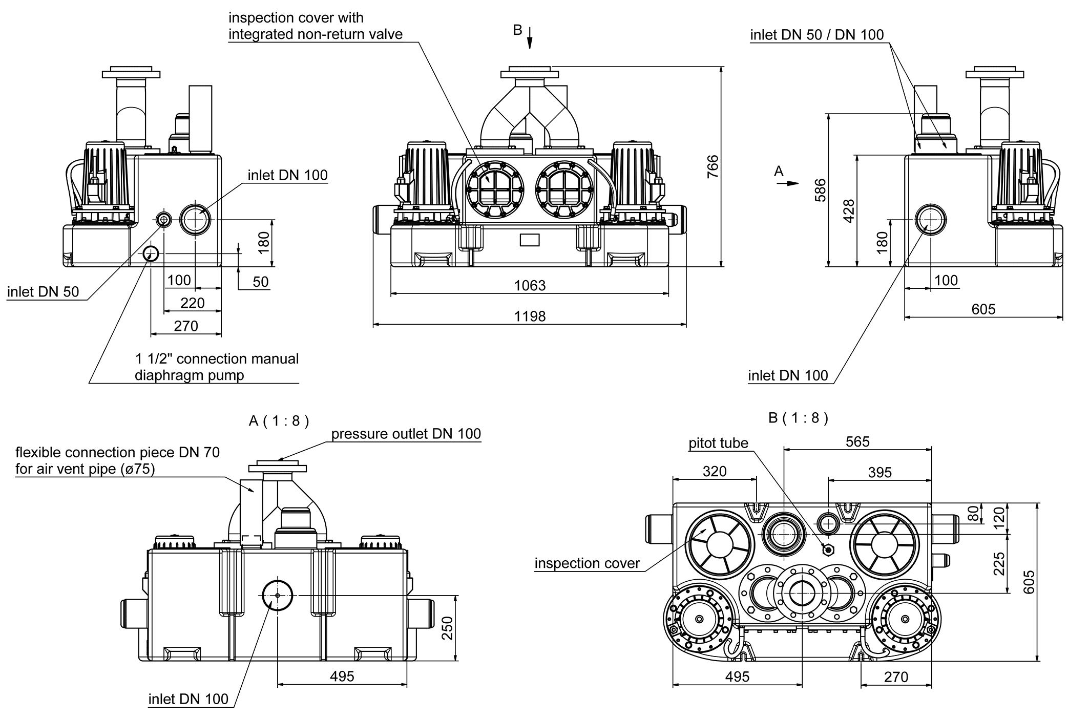 Dimensions - Kompaktboy Duplex 1,1 W 230V