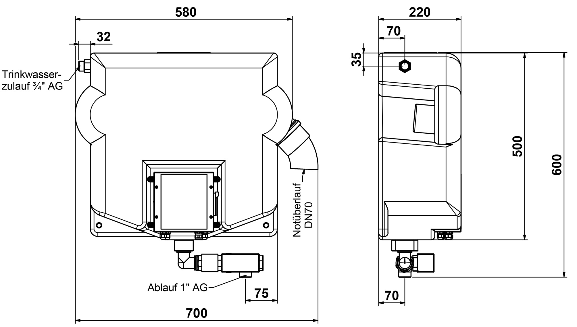 Abmessungen - Tacomat 5 Basic