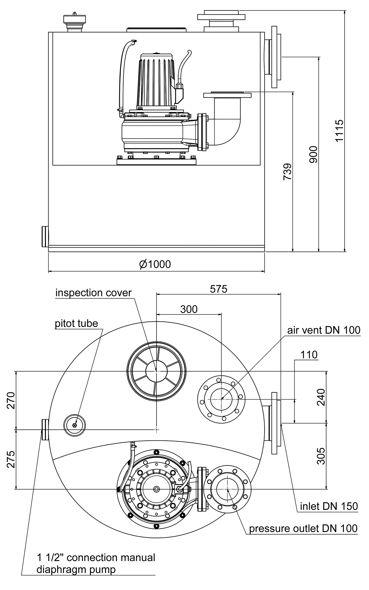 Dimensions - WUZ 100 4,0  400 V